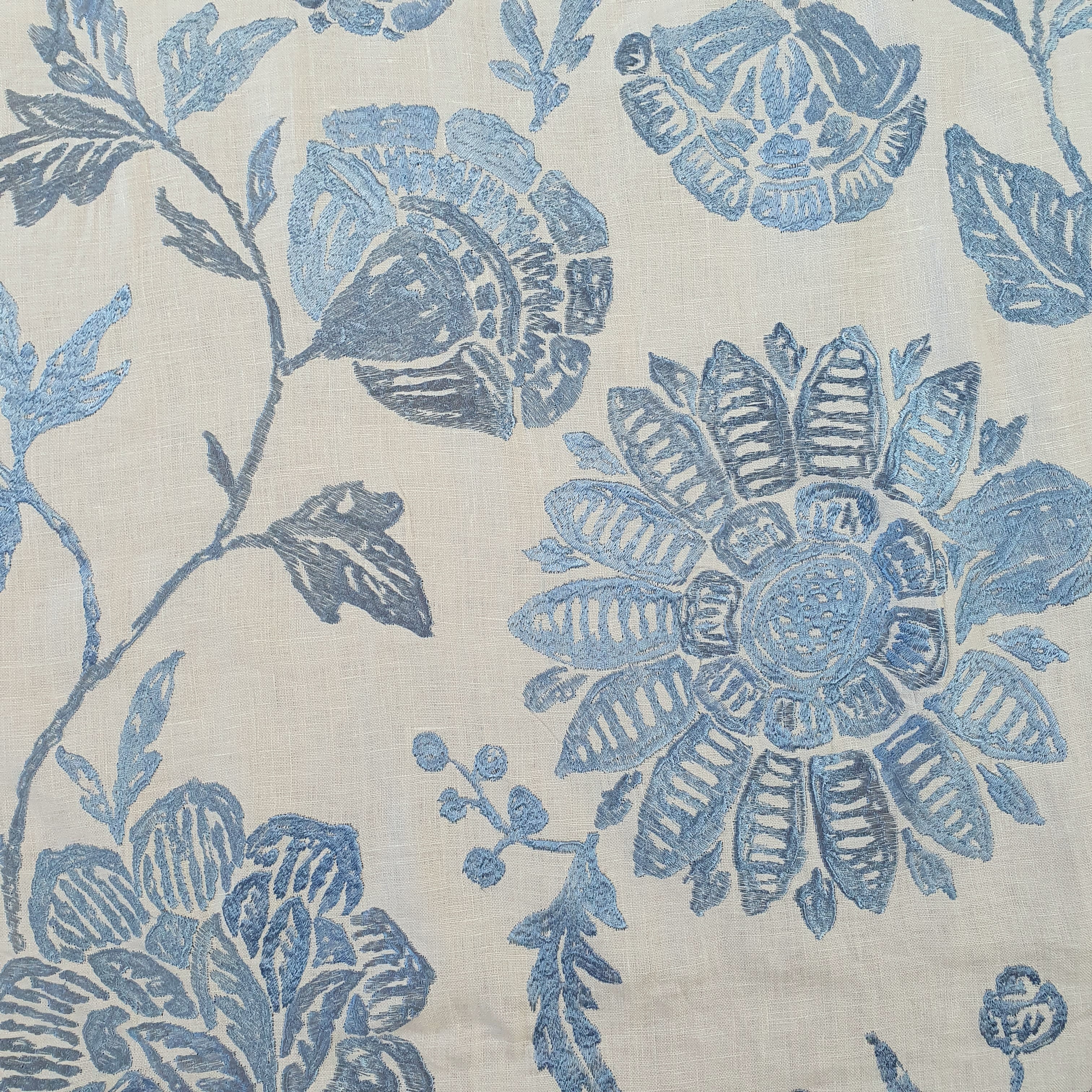 Large-Scale Embroidered Floral Linen