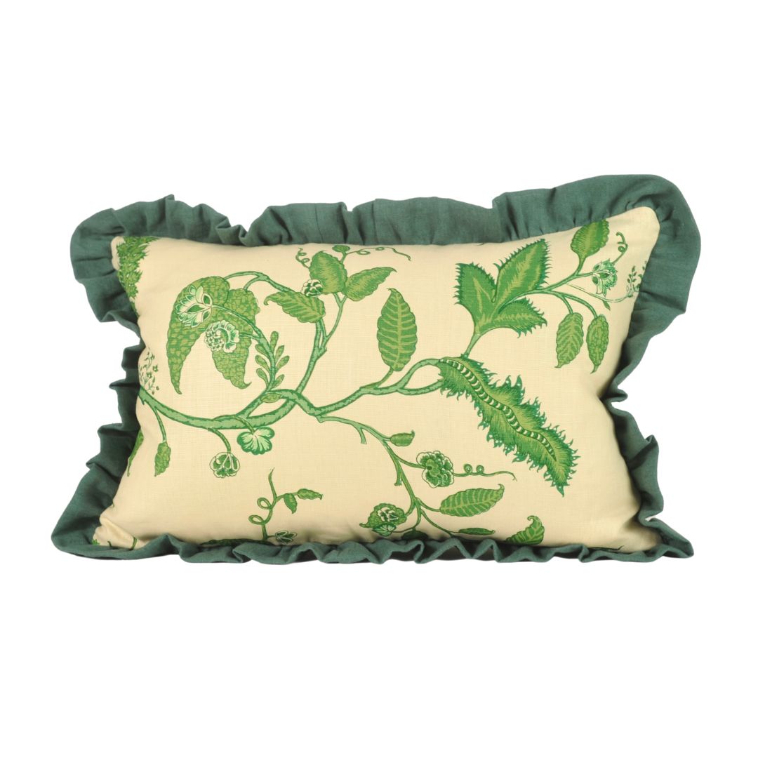 Botanical Print & Ruffle Cushion