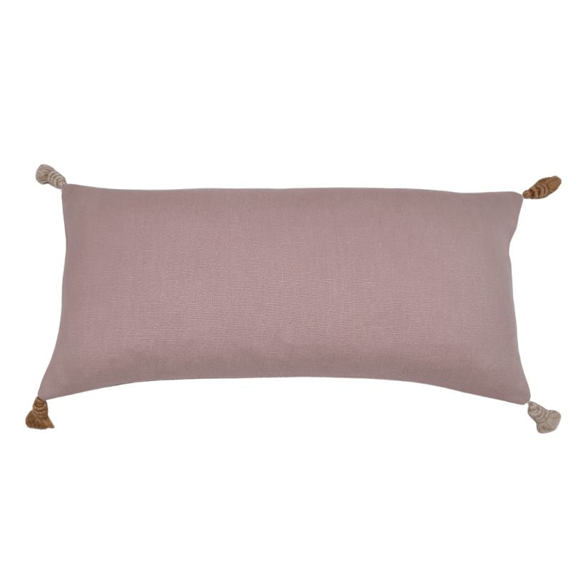 Double-Sided Plain Linen Cushion with tassels