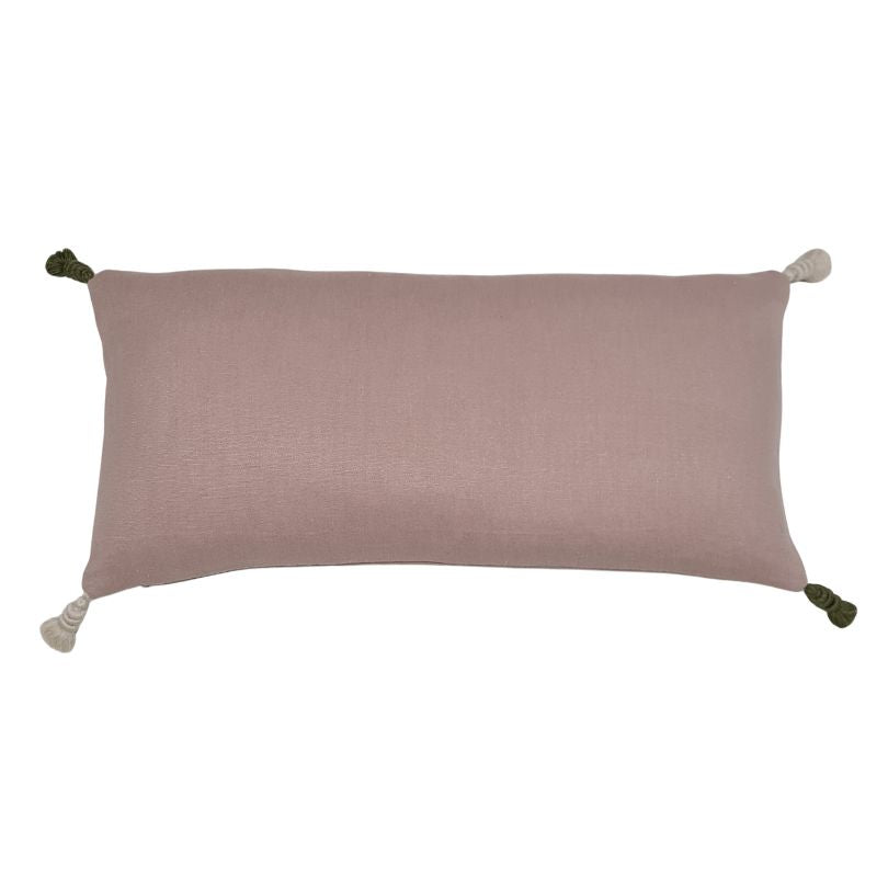 Double-Sided Plain Linen Cushion with Tassels