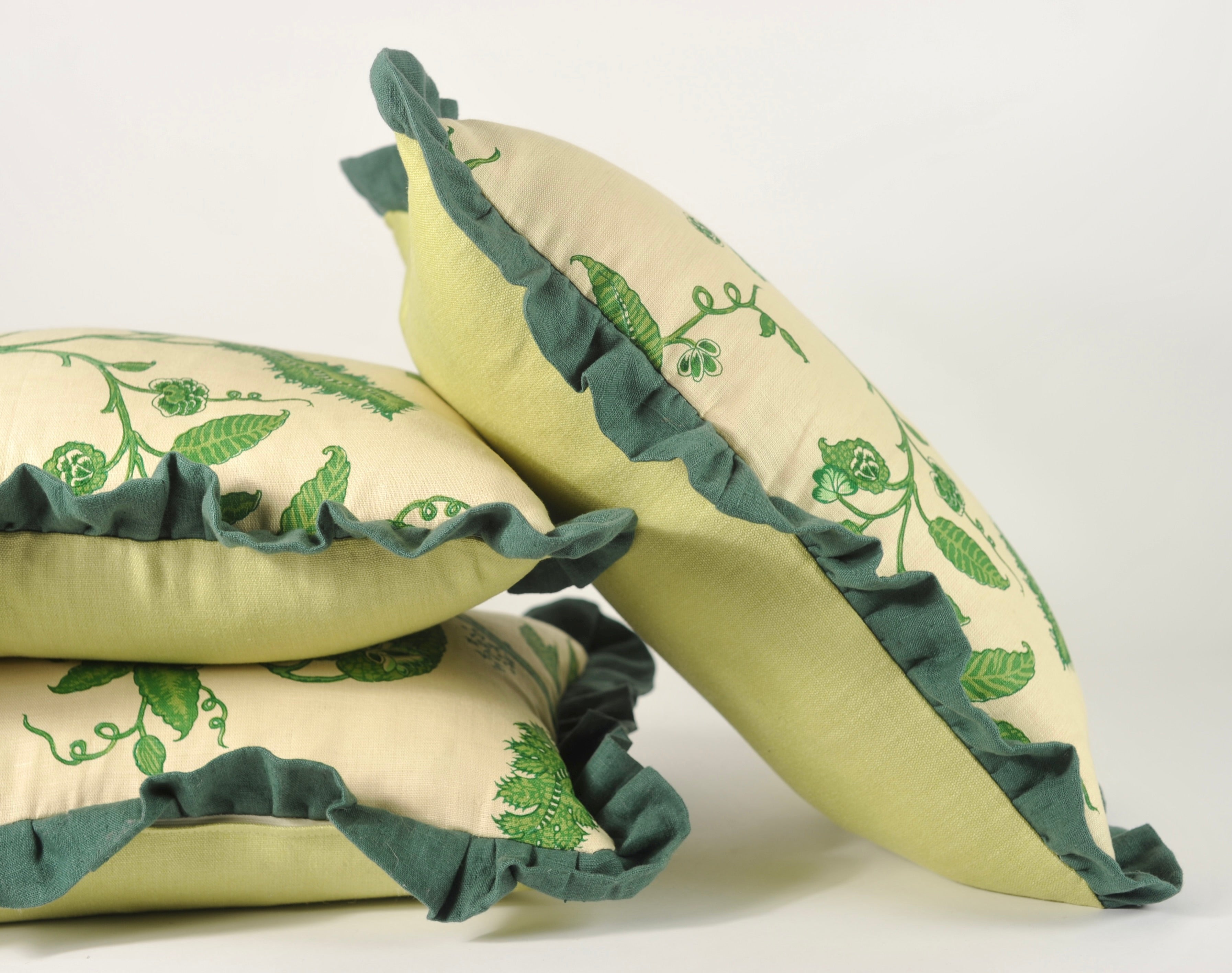 Botanical Print & Ruffle Cushion