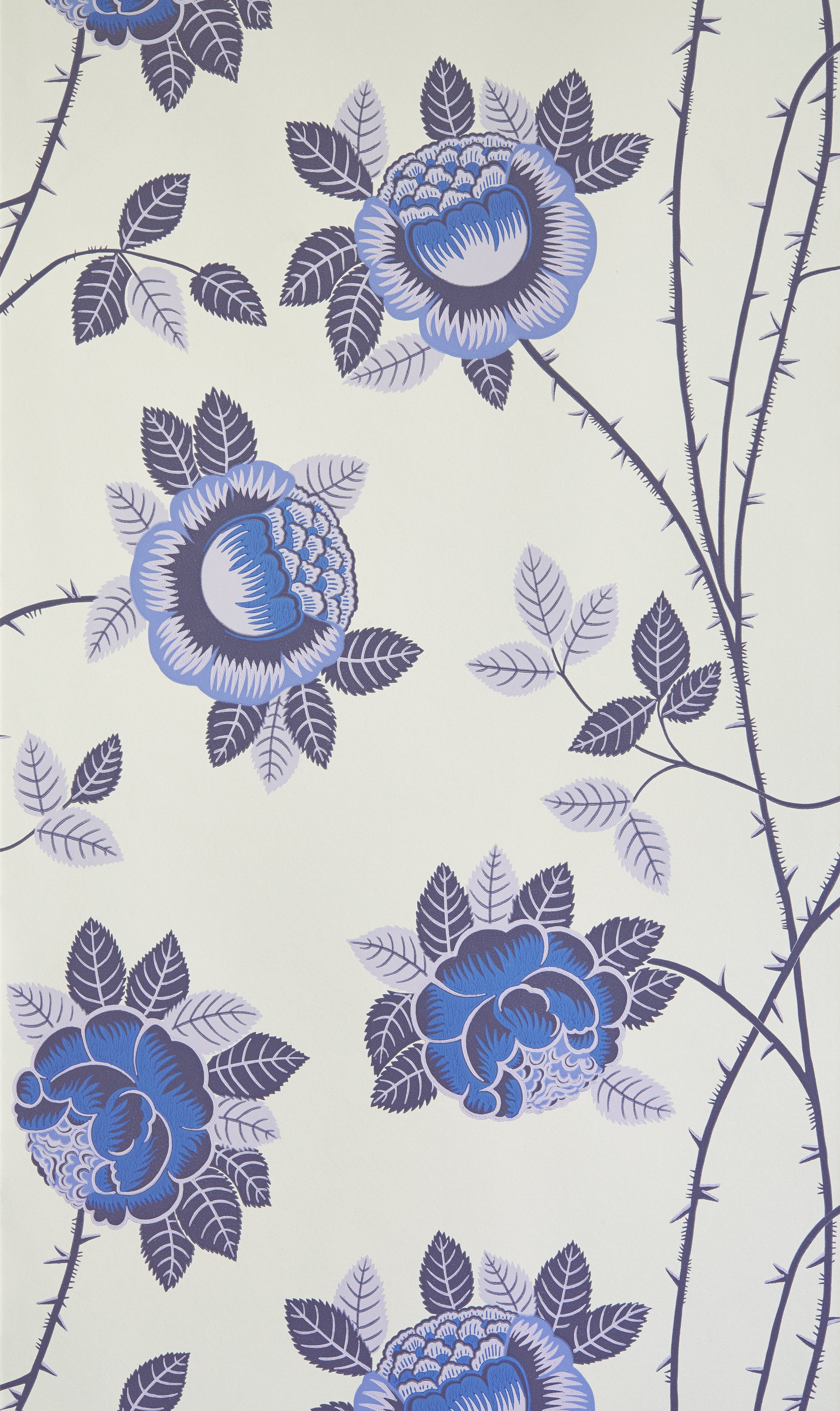 Neisha Crosland, Rose Wallpaper - Cobalt Blue